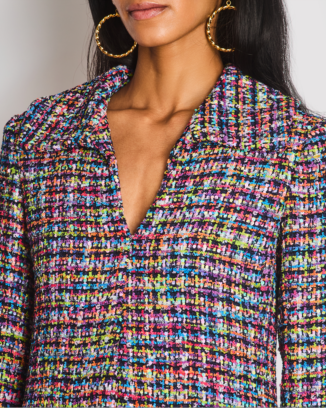 Chanel SS24 Purple Long Sleeve Sequin Tweed V-Neck Maxi Dress Size FR 36 (UK 8)