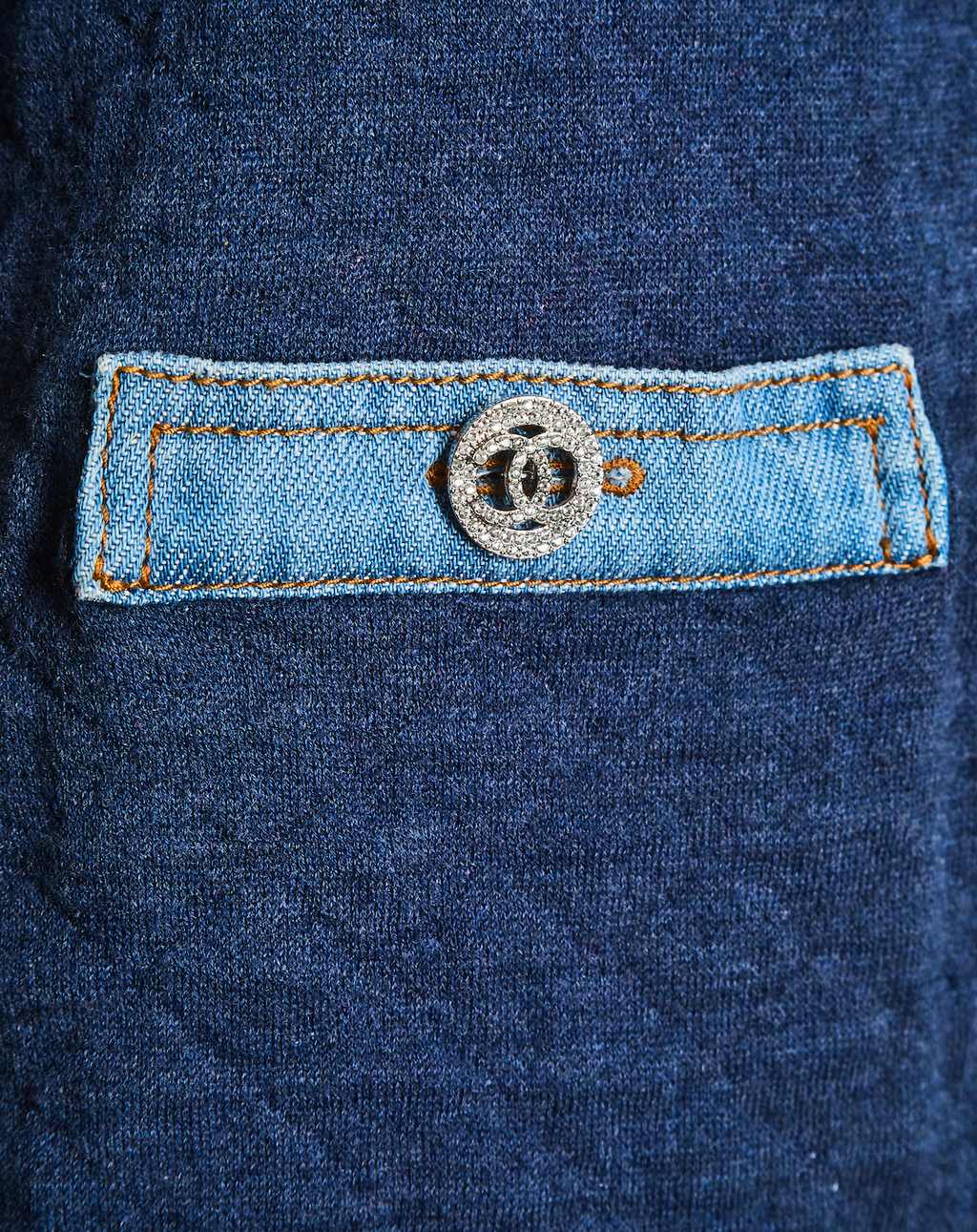 Chanel 20/P Blue Quilted Short Sleeve Midi Dress with Denim Trim Detail Size FR 36 (UK 8)