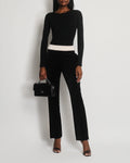 Chanel Black Velvet & Cream Satin Tracksuit Trousers with Elasticated Waist, Logo & Zips Detail Size FR 38 (UK 10)