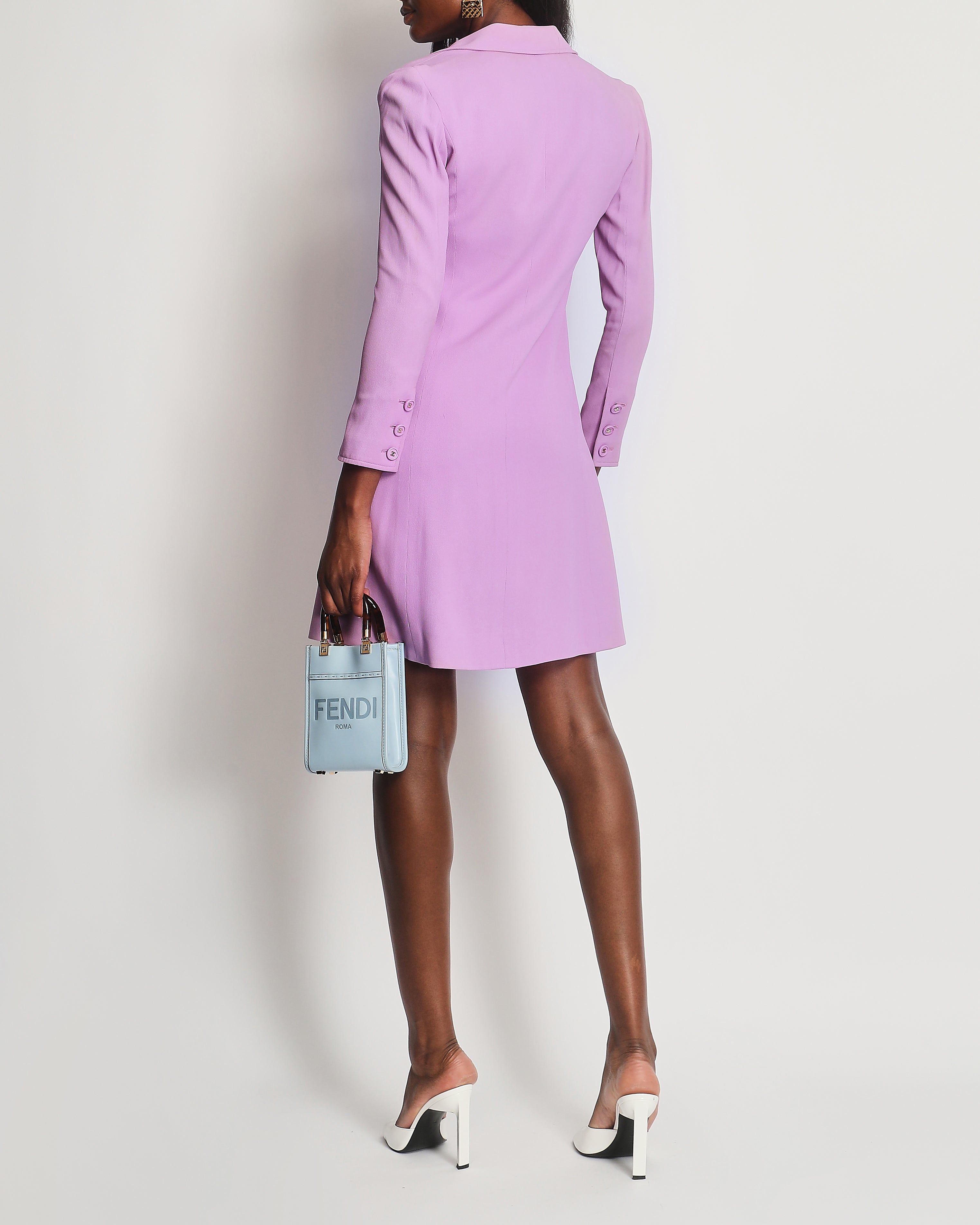Chanel Vintage 97/P Lilac Longline Blazer with CC Button Detail Size FR 38 (UK 10)