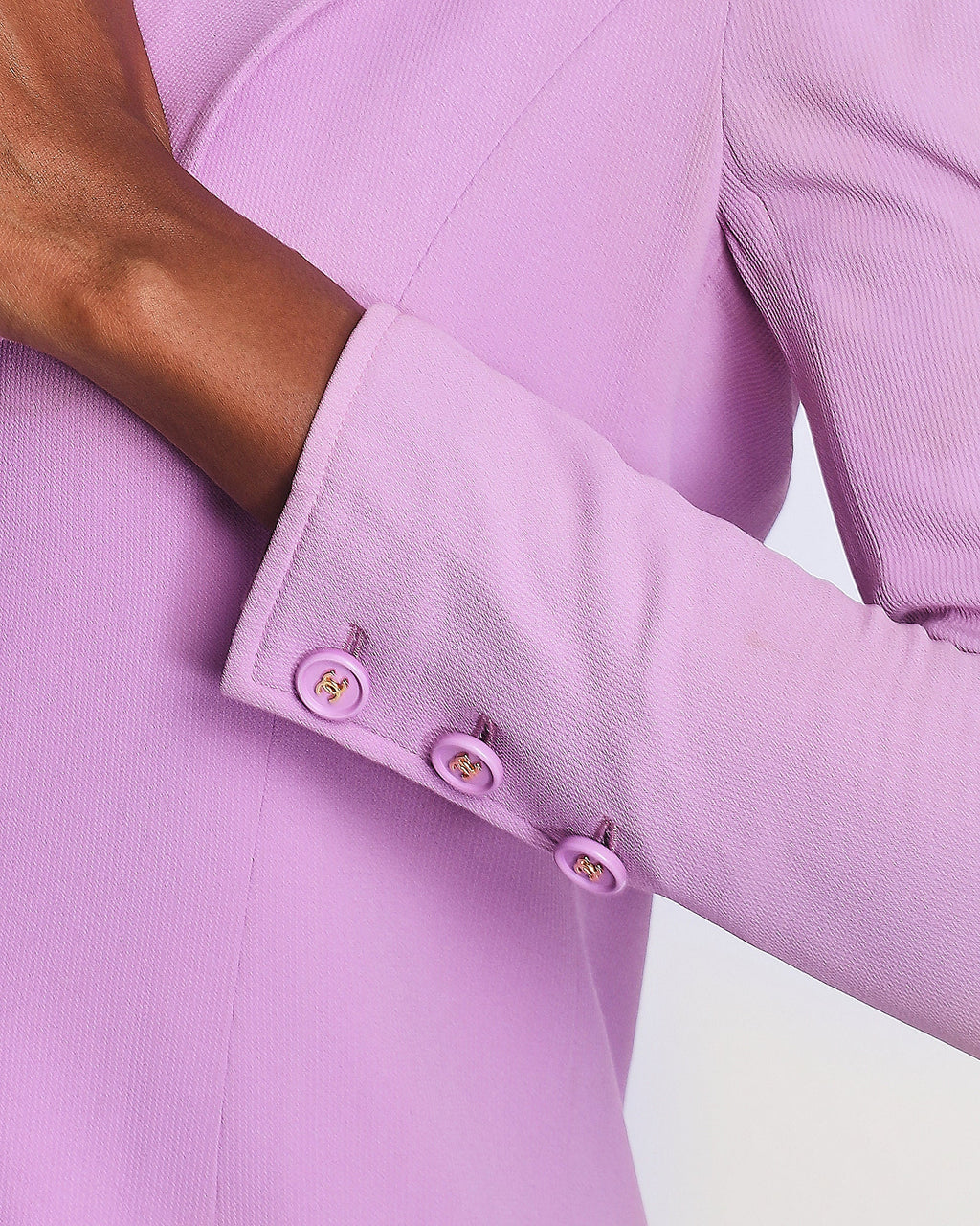 Chanel Vintage 97/P Lilac Longline Blazer with CC Button Detail Size FR 38 (UK 10)
