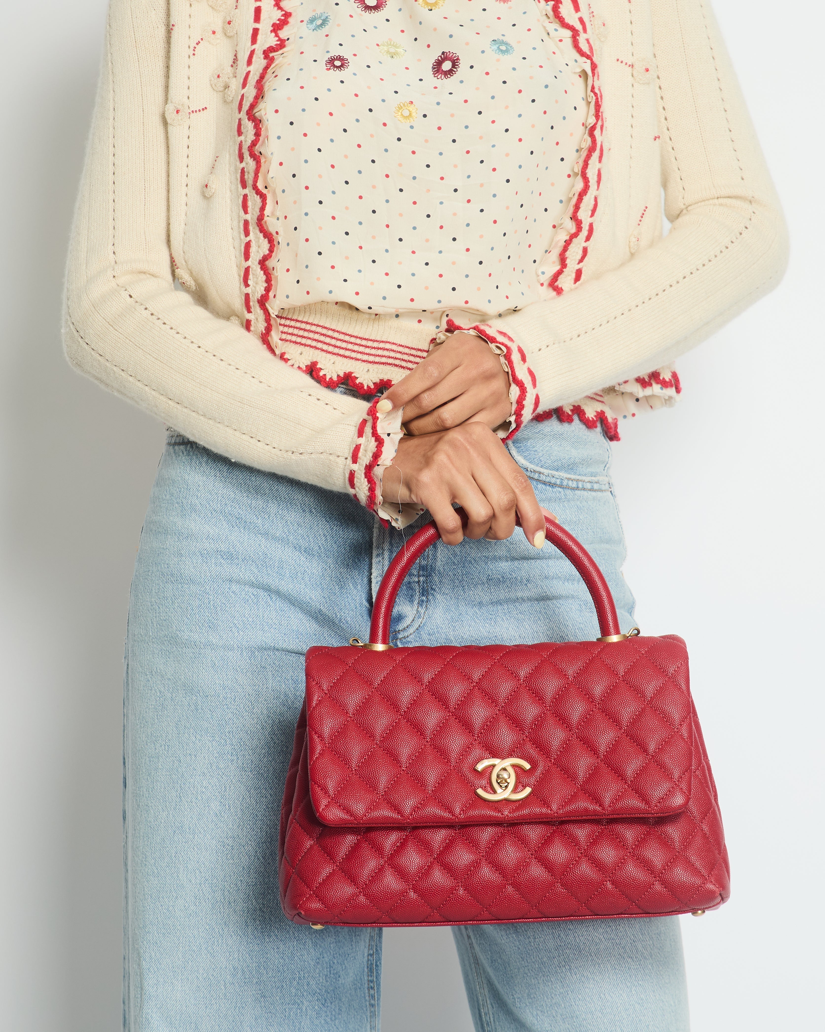Chanel 05/C Ivory Red Cardigan FR 38 (UK 10)