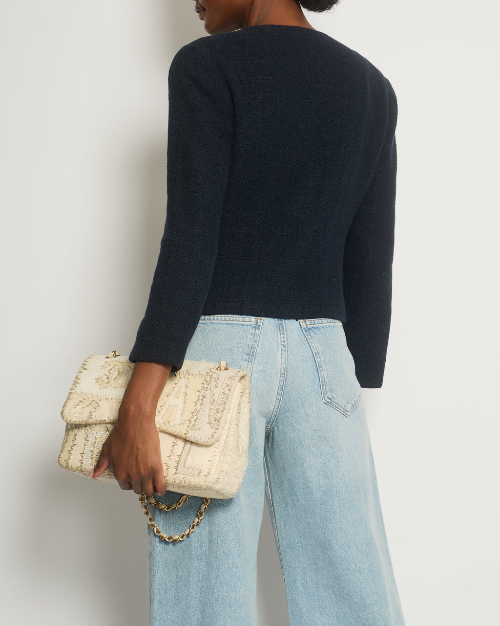 Chanel 09/P Navy Tweed Jacket with Zip Detail FR 42 (UK 14)