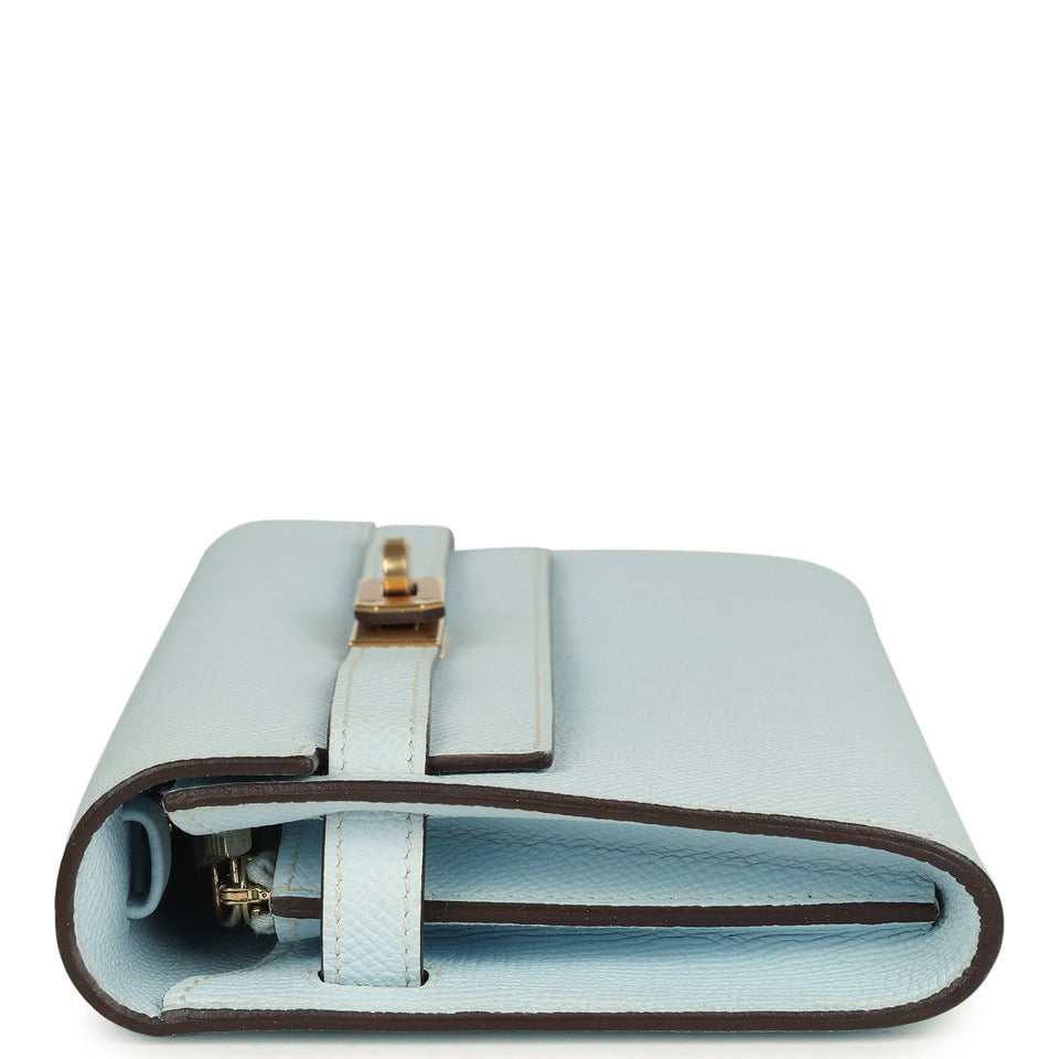 Hermes Kelly Wallet To Go Bleu Brume Gold Hardware