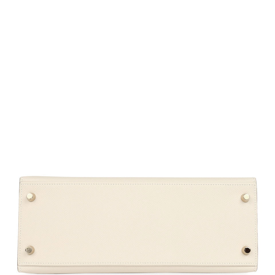 Pre-owned Hermes Kelly Sellier 28 Craie Epsom Gold Hardware