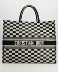 Christian Dior Large Black and White Chequered Book Tote Bag RRP £2,550