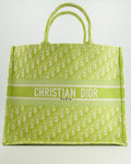 Christian Dior Lime Green Large Oblique Book Tote Bag
