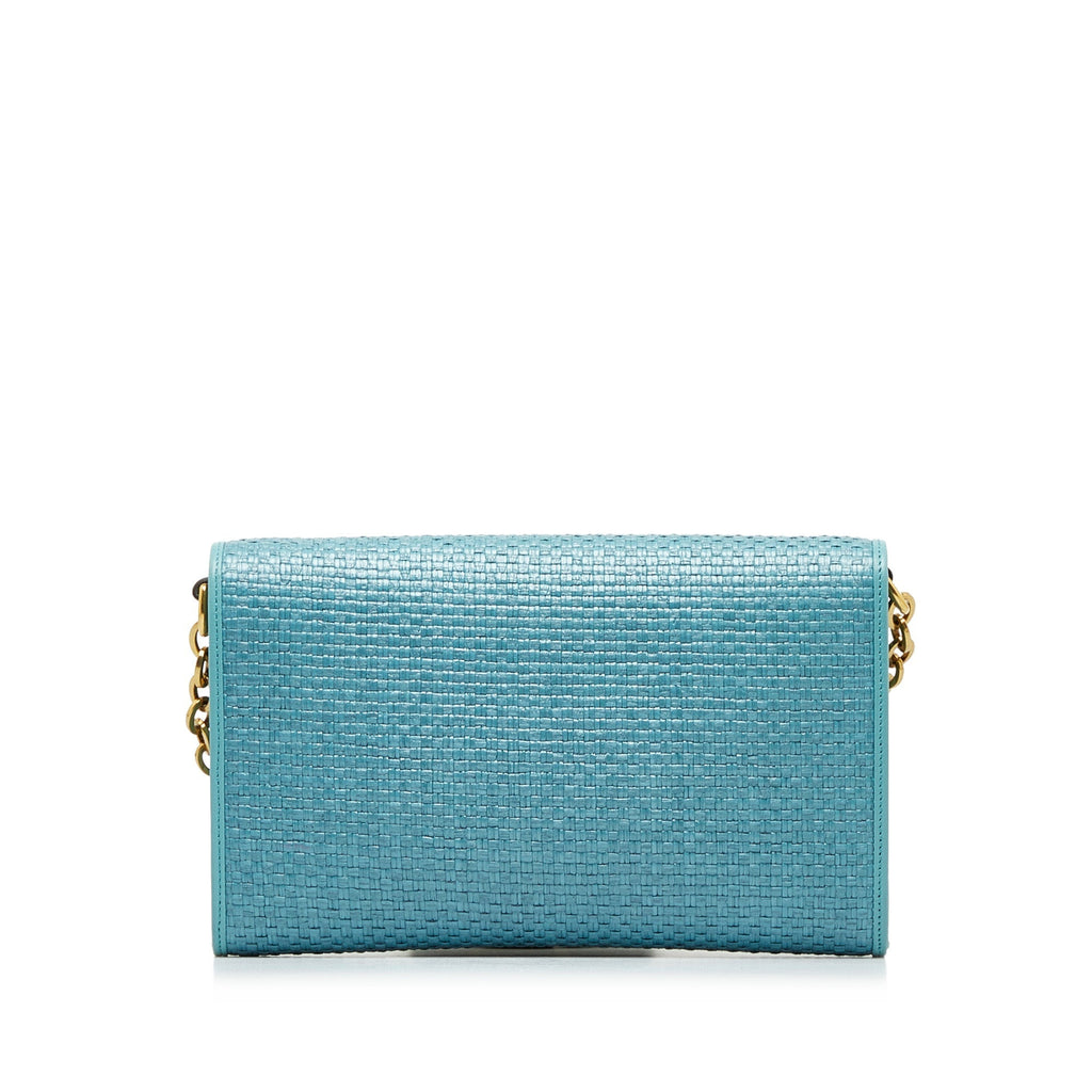 GUCCI Horsebit 1955 Raffia Chain Bag
