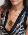 Chanel Champagne Gold, Star Lion and CC Logo Book Pendant Necklace