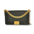 Chanel Boy Medium Black Calfskin Gold