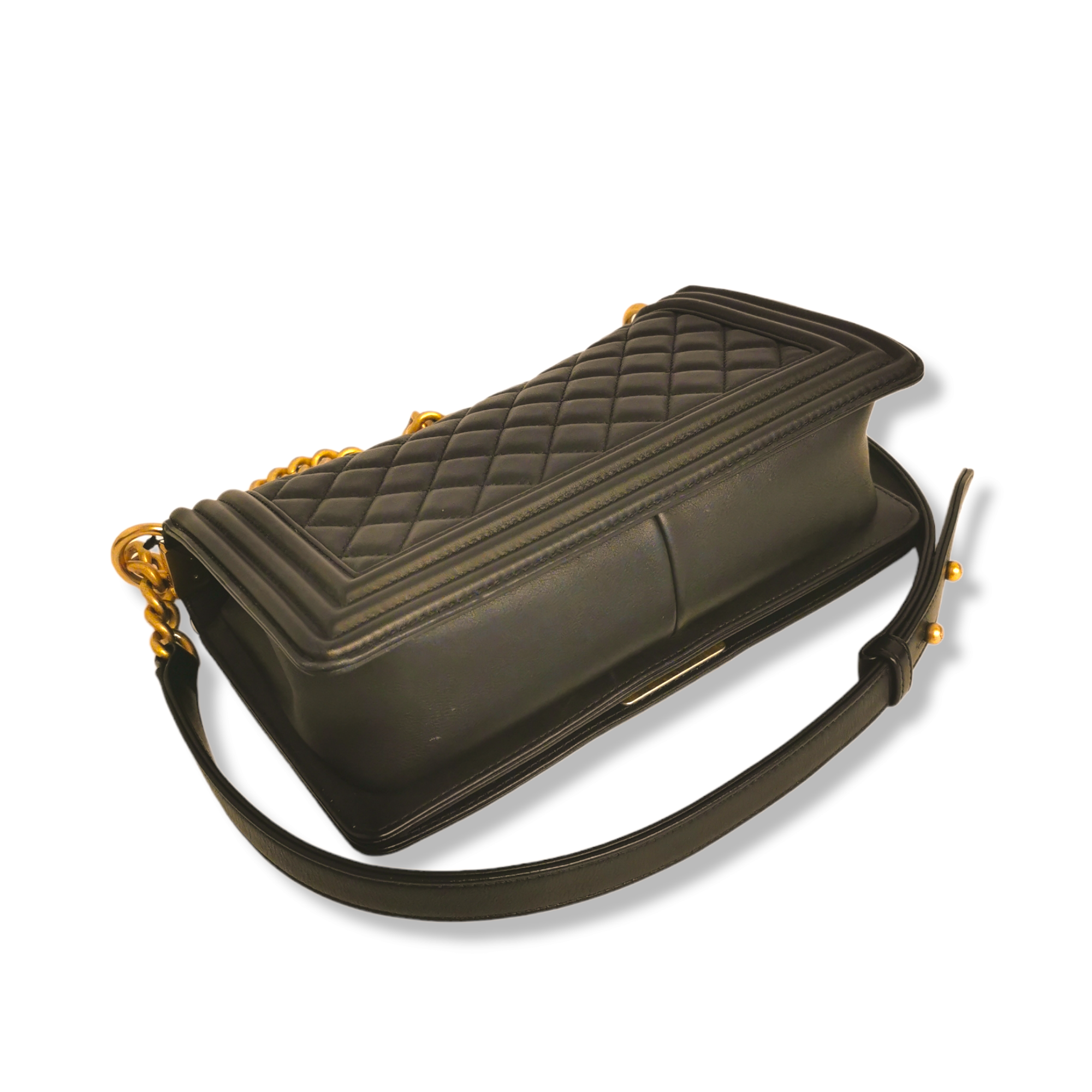Chanel Boy Medium Black Calfskin Gold