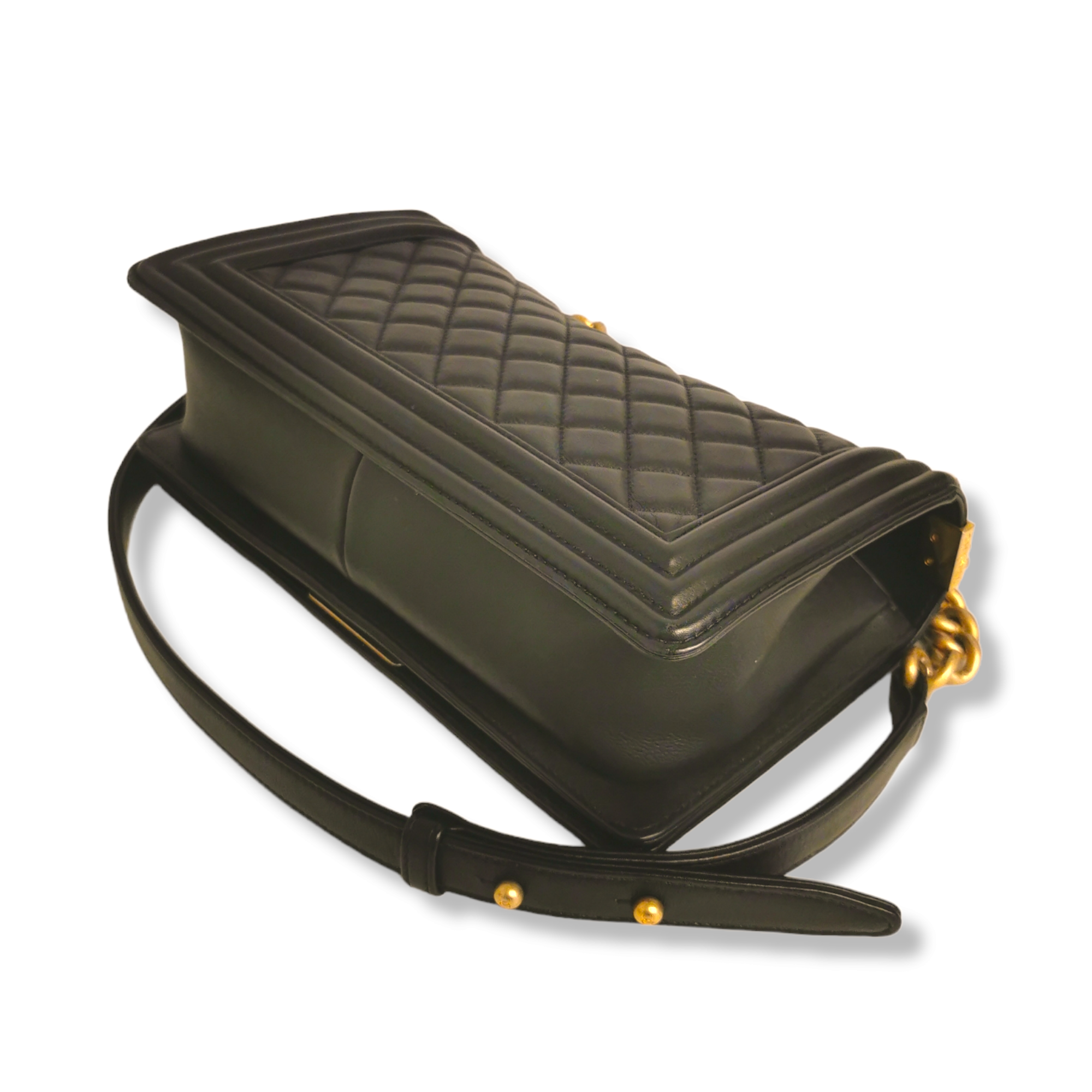 Chanel Boy Medium Black Calfskin Gold