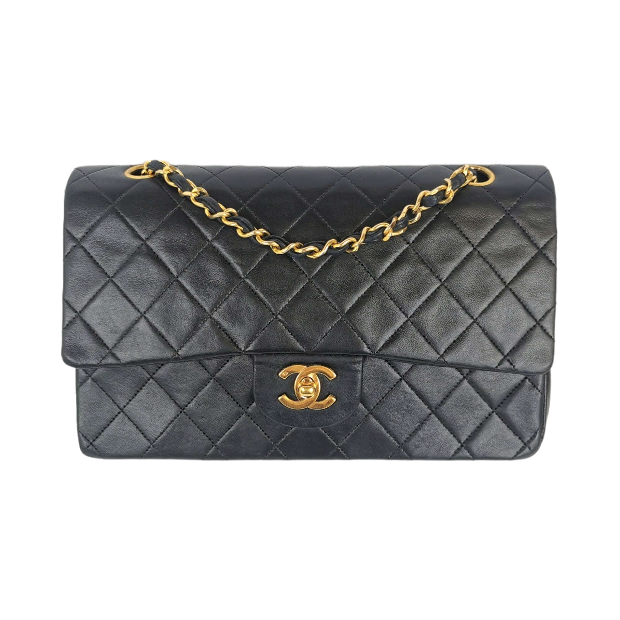 Chanel Classic Double Flap Medium Black Lambskin Gold