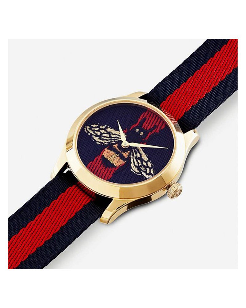 GUCCI G-Timeless Gold Stainless Steel Quartz Blue/Red