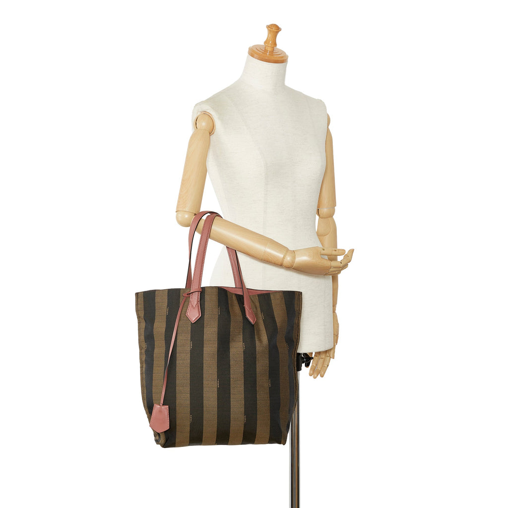 FENDI Pequin Canvas Tote Bag