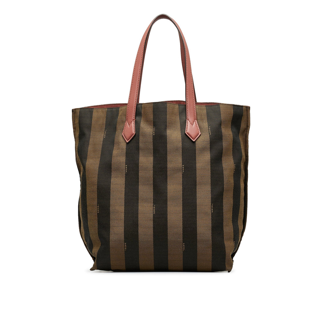 FENDI Pequin Canvas Tote Bag