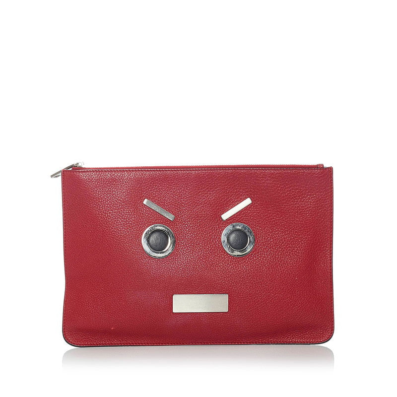 Fendi Leather Face Clutch Bag - '10s