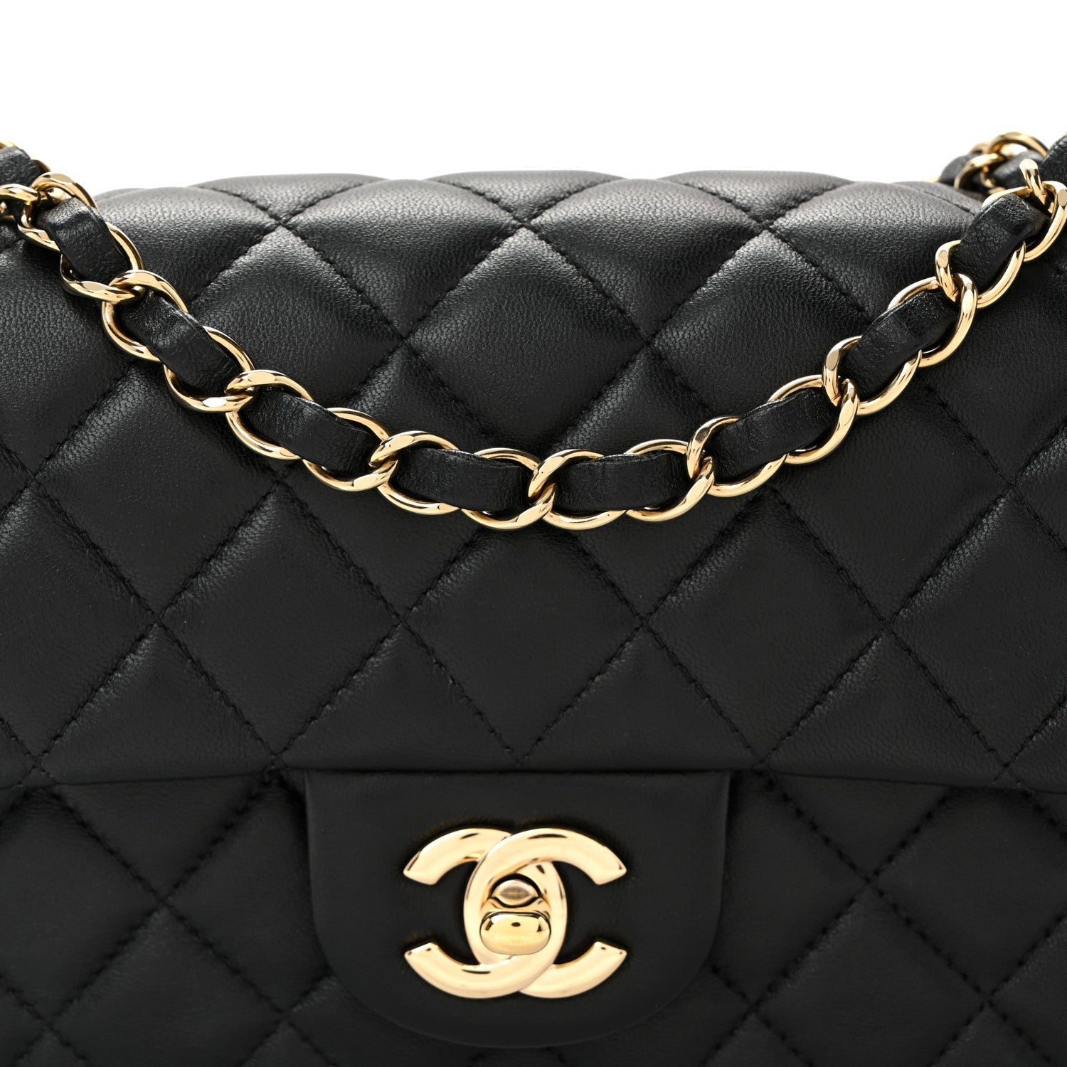Chanel Lambskin Quilted Mini Rectangular Flap Black