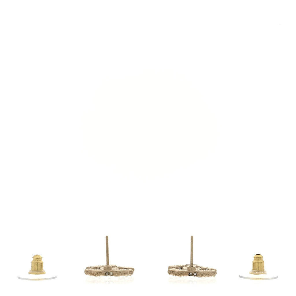 Pearl Crystal CC Earrings Light Gold