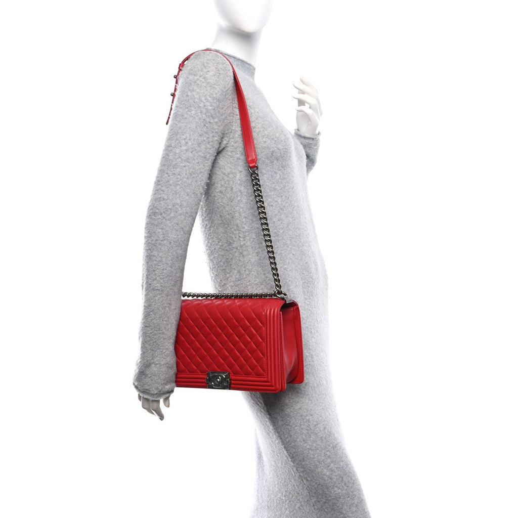 Chanel Lambskin Quilted New Medium Boy Flap Red