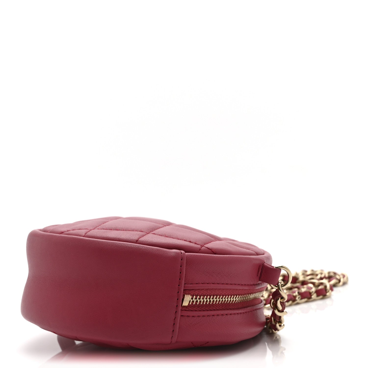 Chanel Lambskin Quilted Round Clutch With Chain Pink