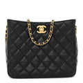 Chanel Lambskin Quilted Small Pearl Crush Hobo Black