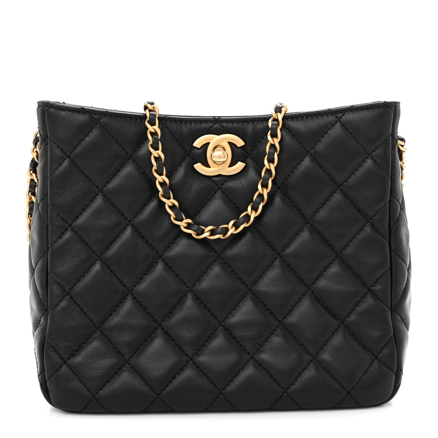 Chanel Lambskin Quilted Small Pearl Crush Hobo Black