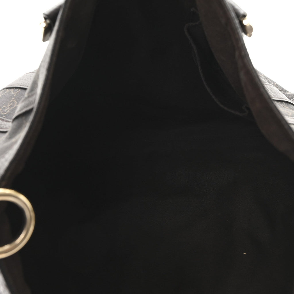 Gucci Monogram Medium Abbey Convertible Tote Dark Brown