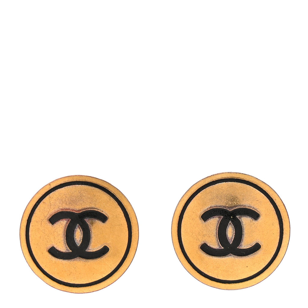 CC Clip On Earrings Black Gold