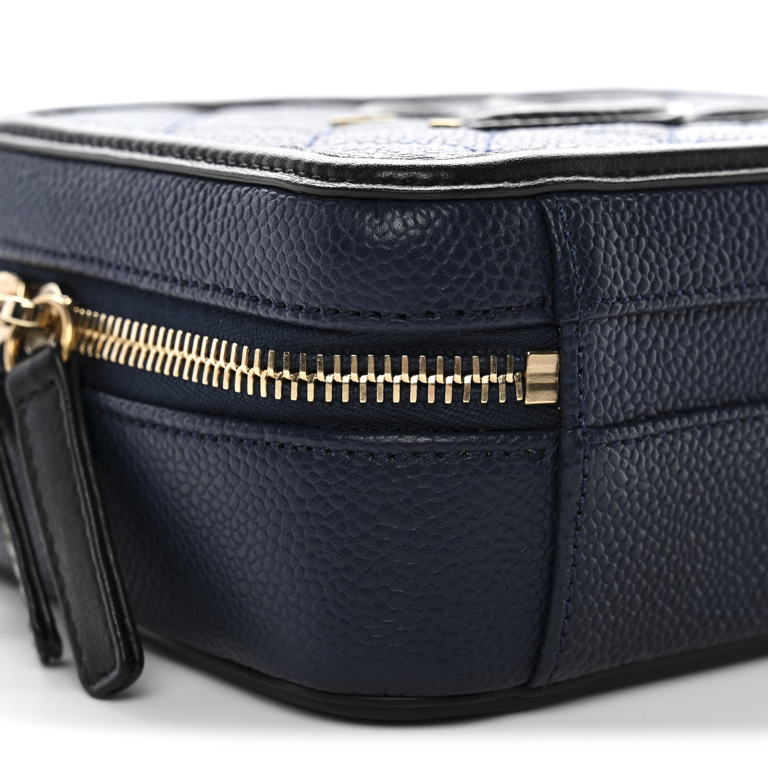 Chanel Caviar Quilted Small CC Filigree Vanity Case Navy Black