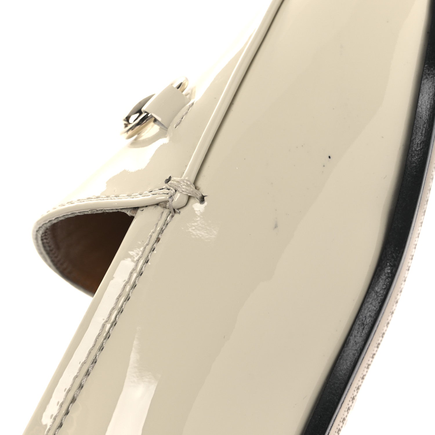 Gucci Patent Womens Jordaan Loafers 39.5 New Ivory