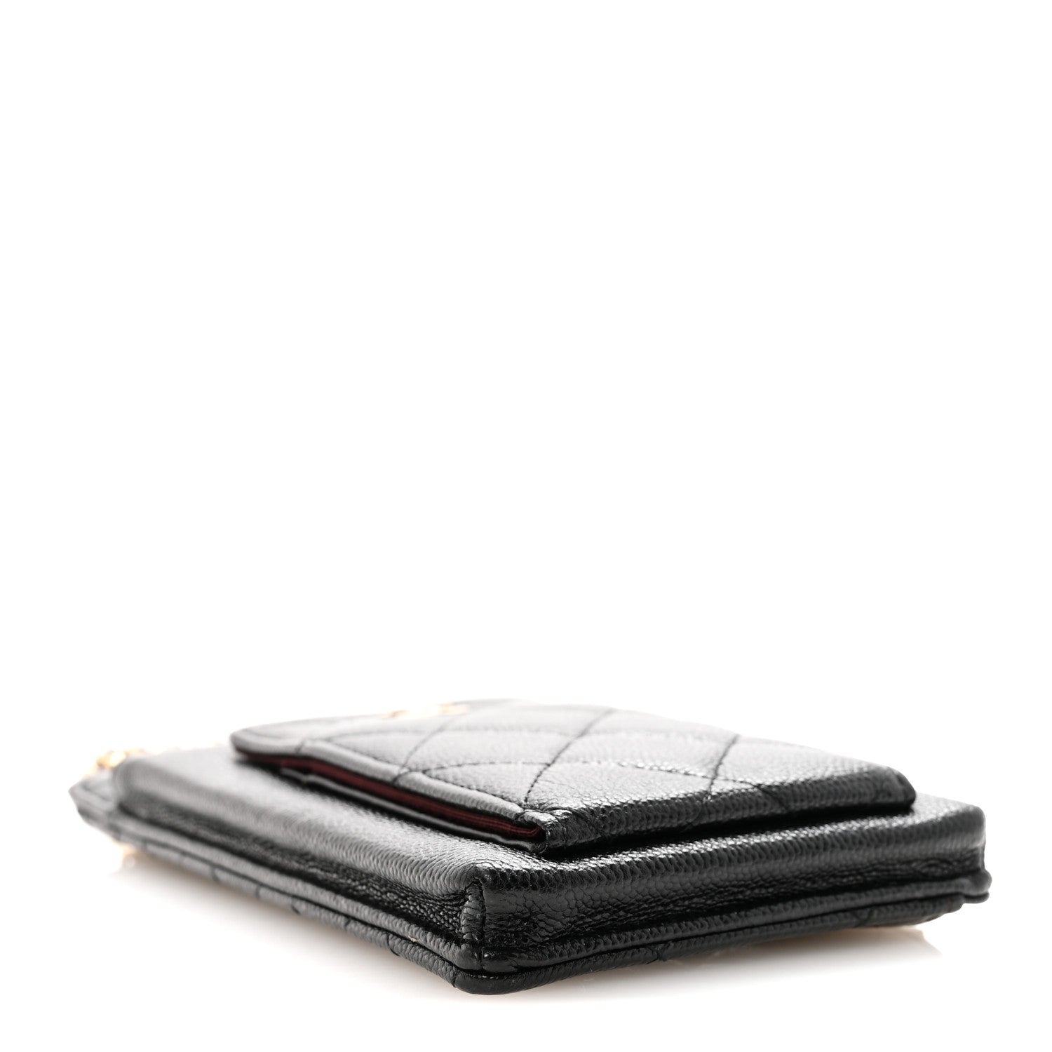 Caviar Quilted Zip Phone Case Black