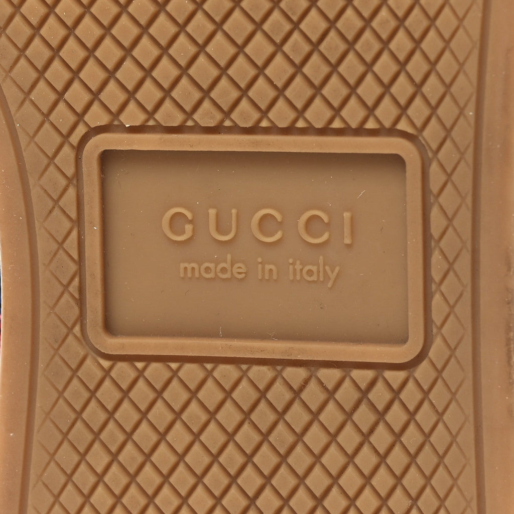 Gucci Lurex Calfskin Web GG Monogram Womens Falacer Sneakers 37 Iridescent Blue Iridescent Red Silver