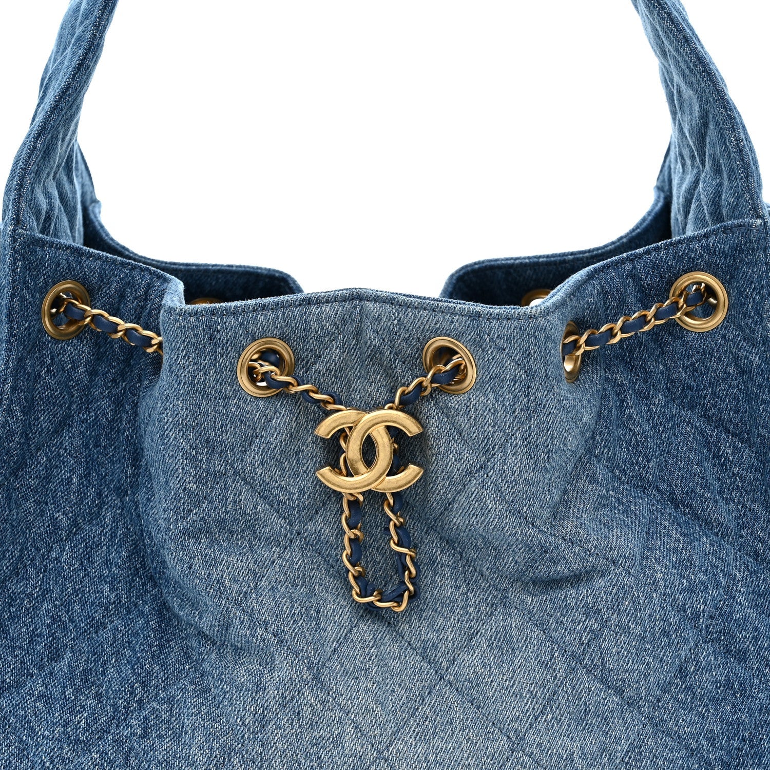 Chanel Washed Denim Quilted Small Chanel 25 Handbag Blue