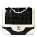Chanel Lambskin Patent Chocolate Bar Flap Black White