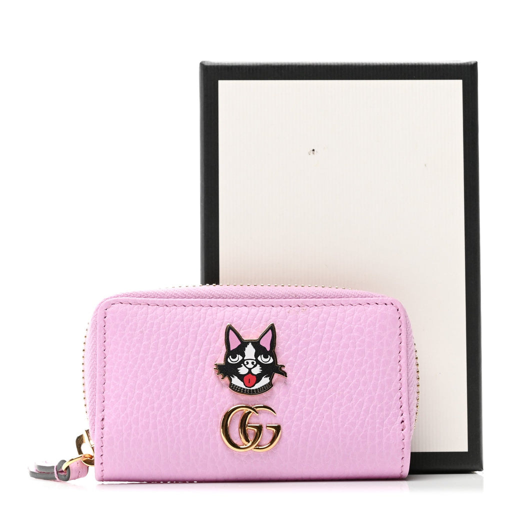 Gucci Dollar Calfskin Bosco Zip Around Key Case Malva