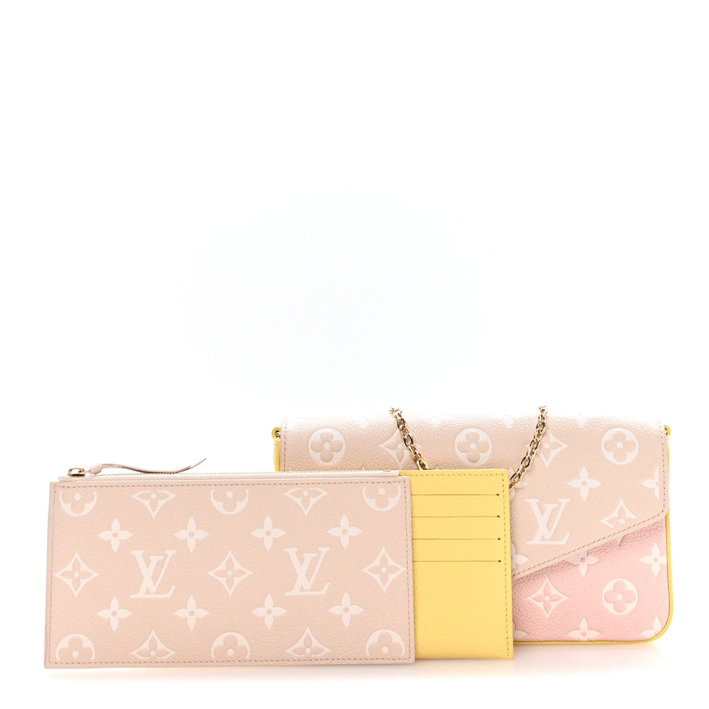 Louis Vuitton Empreinte Spring in the City Felicie Pochette Chain Wallet Pink Beige Yellow