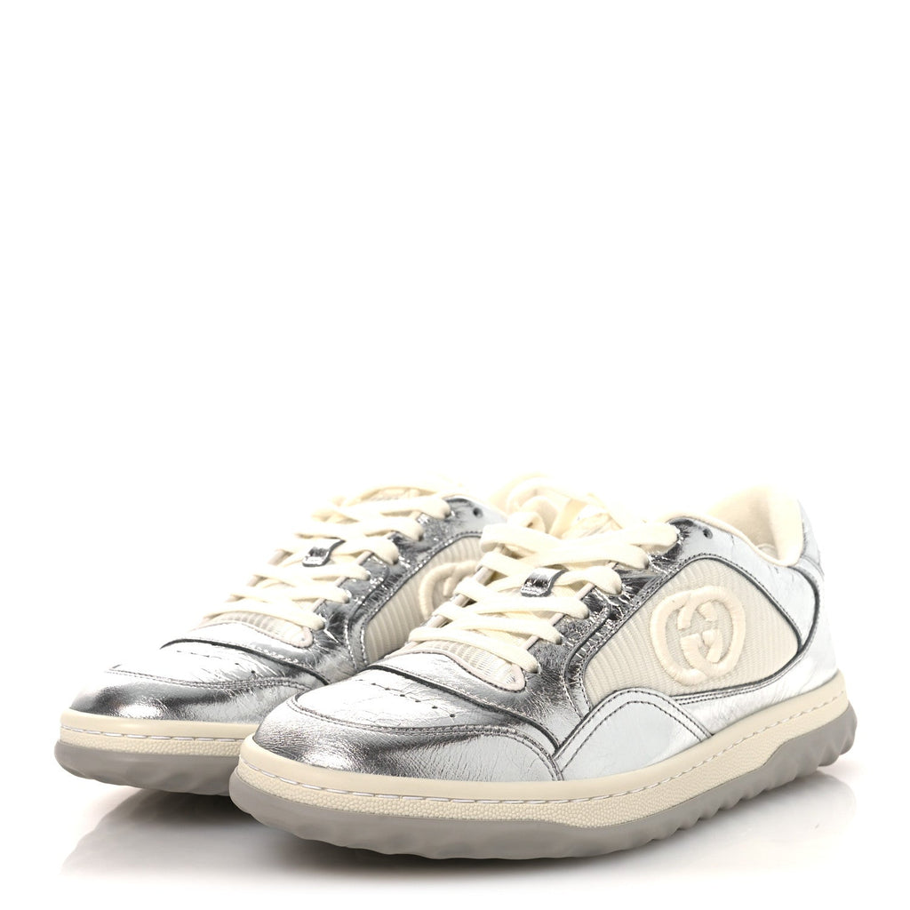 Gucci Ginza Calfskin MAC80 Womens Sneakers 38.5 Silver Off White