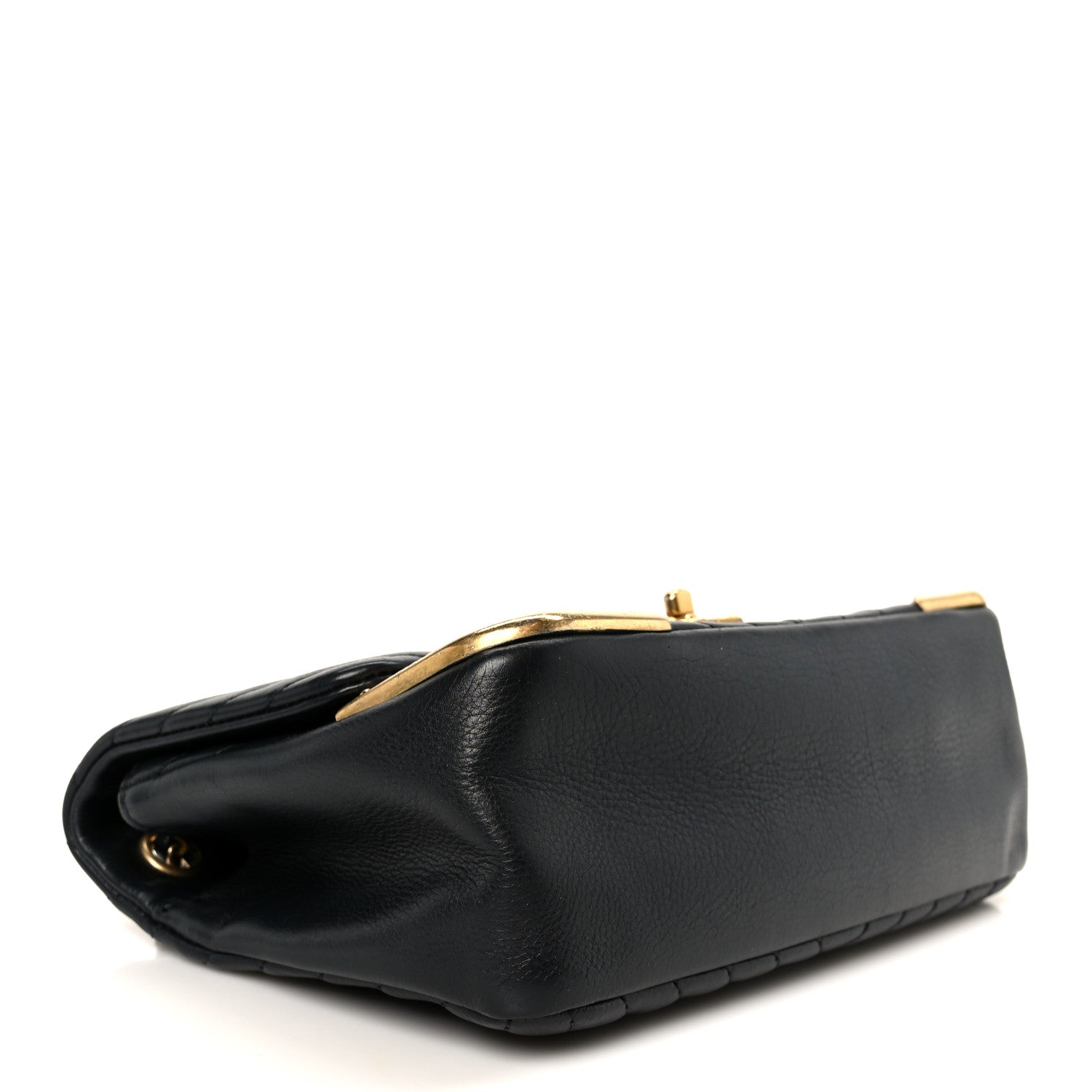 Chanel Calfskin Chevron Quilted Mini Rock The Corner Flap Black