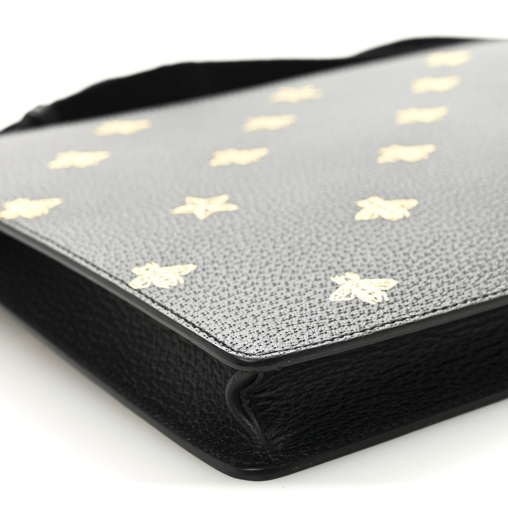 Gucci Grained Calfskin Bee Star Messenger Black