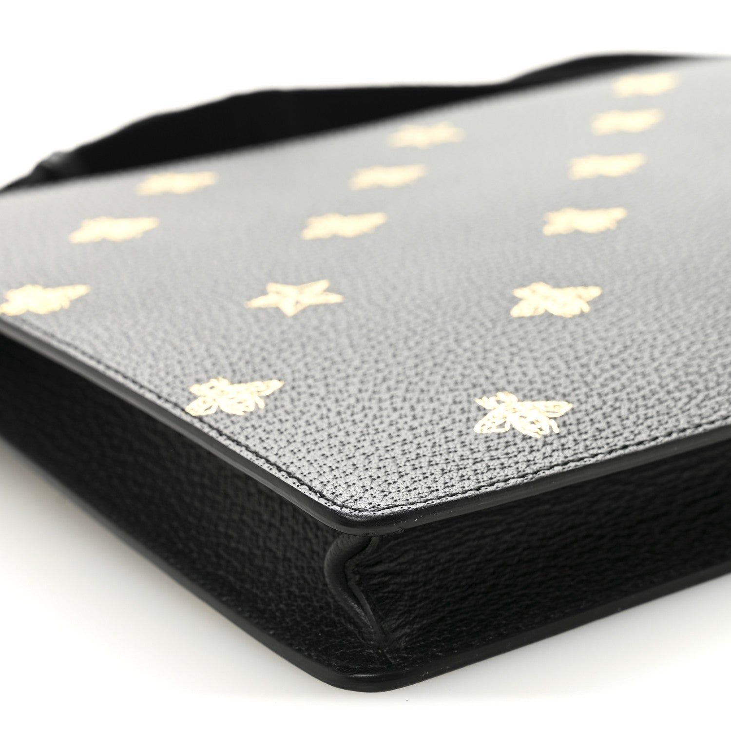 Gucci Grained Calfskin Bee Star Messenger Black