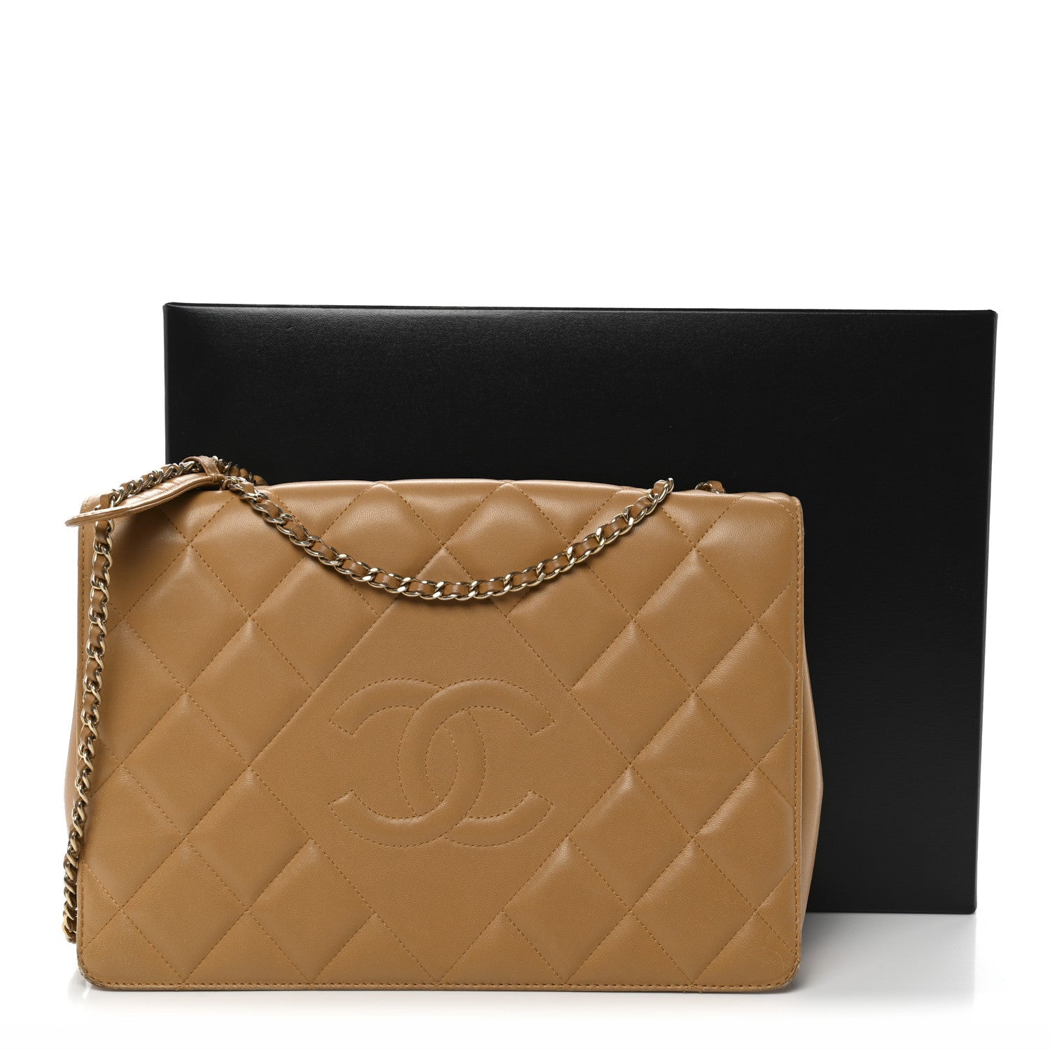 Chanel Lambskin Quilted Medium Diamond CC Flap Beige