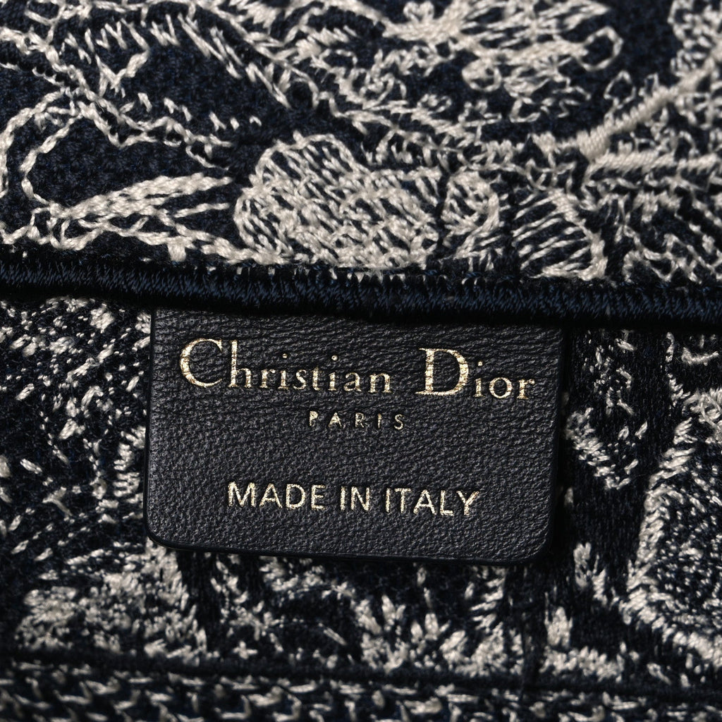 Christian Dior Canvas Embroidered Small Dioriviera Toile De Jouy Book Tote Blue