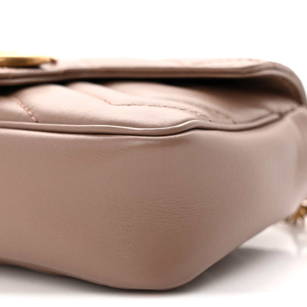 Gucci Calfskin Matelasse Super Mini GG Marmont Shoulder Bag Porcelain Rose