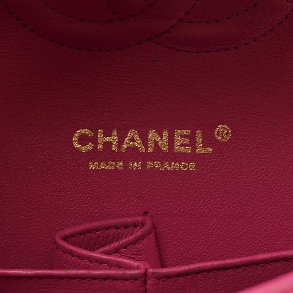 Chanel Lambskin Quilted Medium Double Flap Fuchsia
