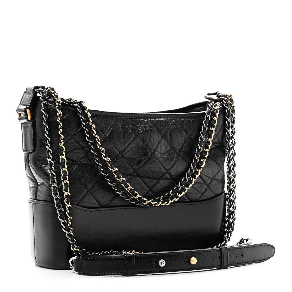 Chanel Aged Calfskin Quilted New Medium Gabrielle Hobo Black