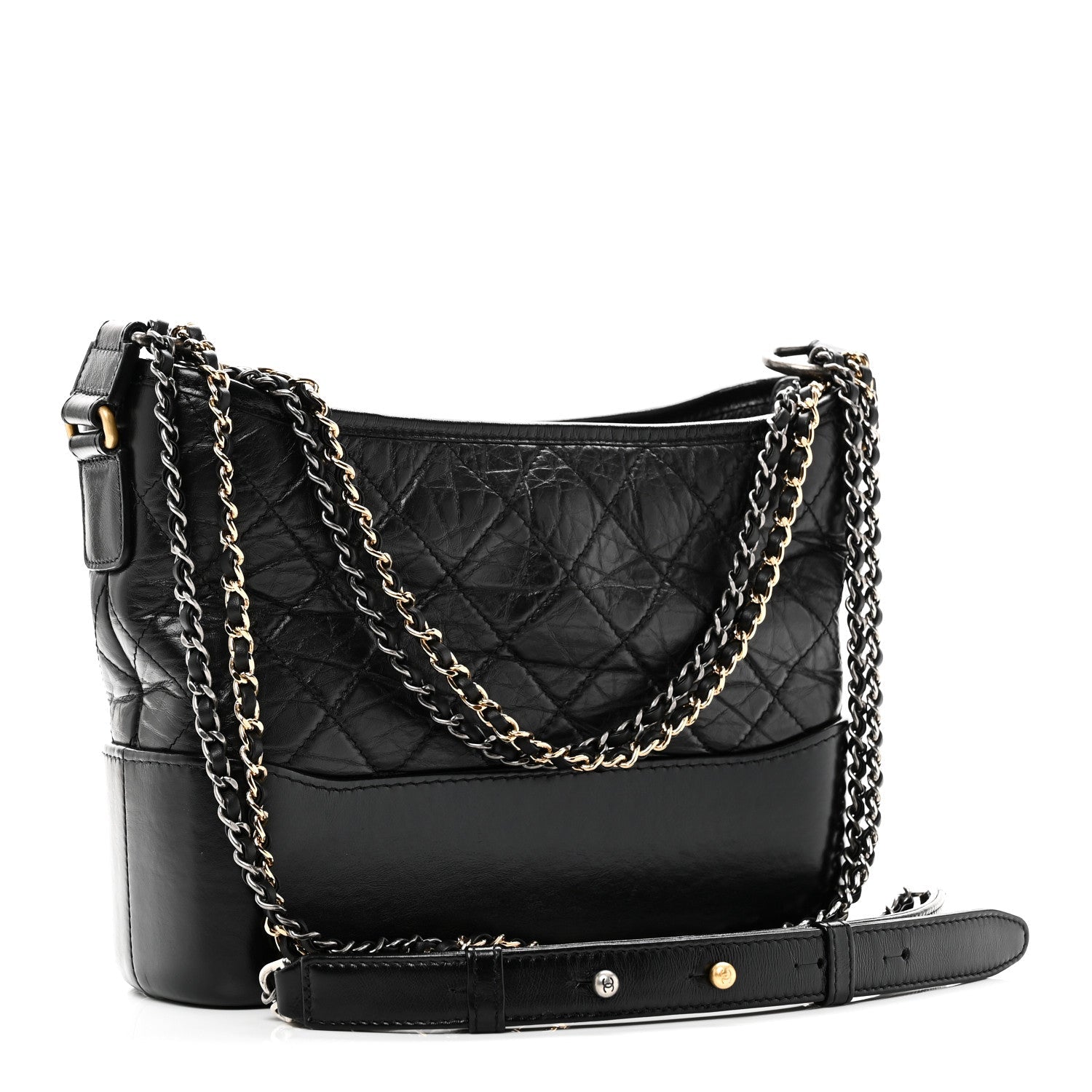Chanel Aged Calfskin Quilted New Medium Gabrielle Hobo Black
