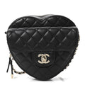 Chanel Lambskin Quilted CC In Love Heart Bag Black
