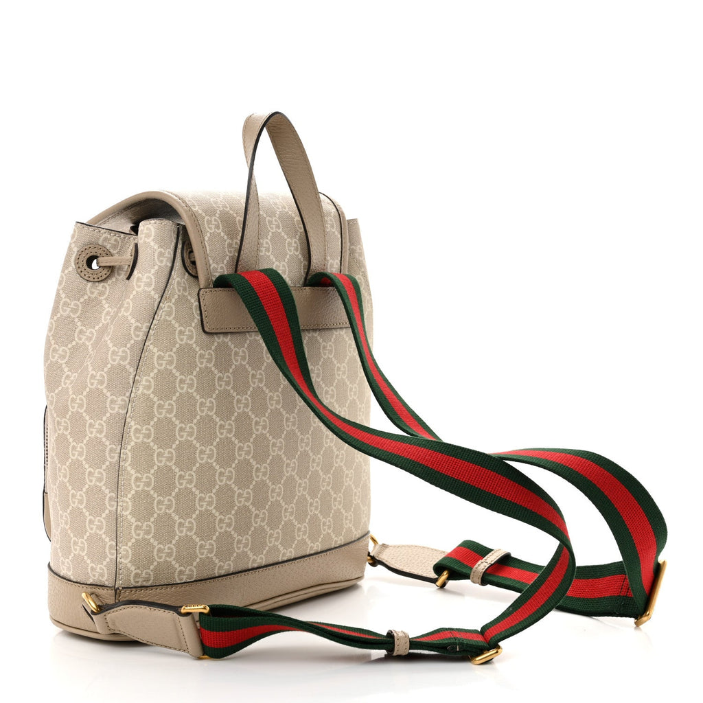 Gucci GG Supreme Monogram Azalea Calfskin Retro Interlocking G Buckle Backpack Beige Mystic White