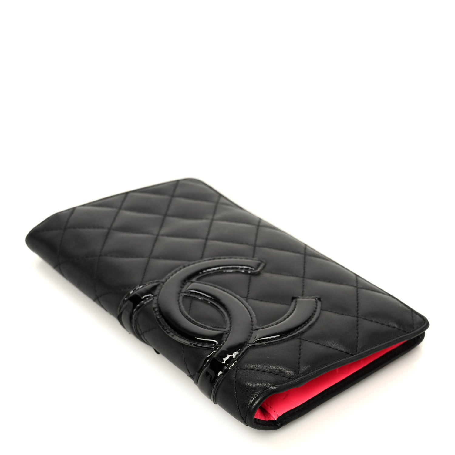 Calfskin Quilted Cambon Yen Wallet Black